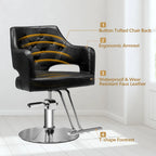 OmySalon Barber Styling Chair With Hydraulic Pump, 360 Swivel And Footrest - Black