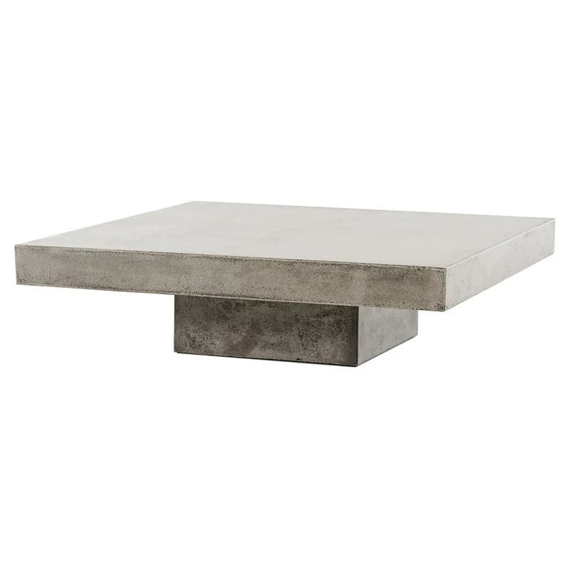 Modrest Morley Square Modern Concrete Stone Coffee Table, Dark Gray, 12in H x 43in W x 43in D