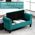 Button-Tufted Storage Ottoman Bench, Polyester and Rubberwood, 53.25in W x 17.75in D x 25.5in H