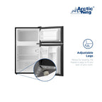 Arctic King Two-Door Mini Fridge With Freezer, 3.2 Cu ft, 18.5 in x 19.4 in x 33.3 in, Stainless Steel - E-Star