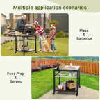 NUUK Pizza Oven Grill Cart 30x24 in With Stainless Steel Top And Sliding Drawer - White-SS-30x24W-Drw