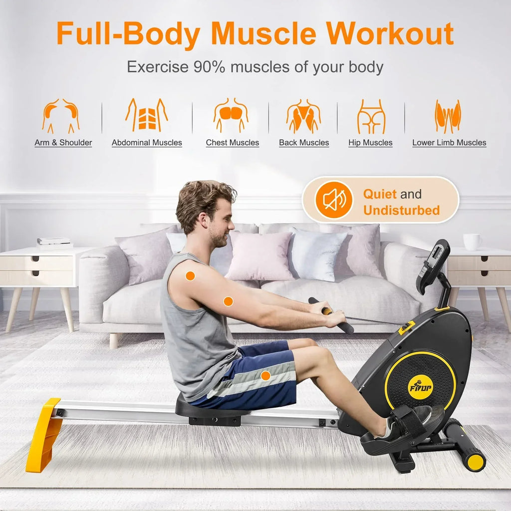 FISUP Magnetic Rowing Machine With 8 Level Adjustable Resistance, Black - RMF7