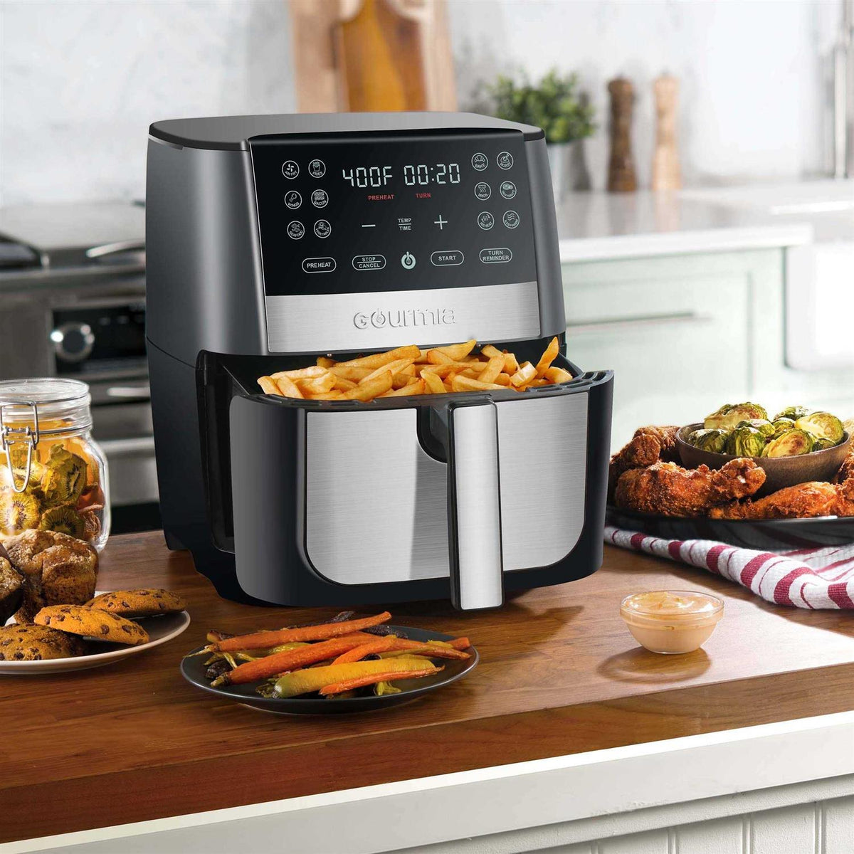 Gourmia Digital Air Fryer, 8-Qt. Black/Stainless Steel - GAF826