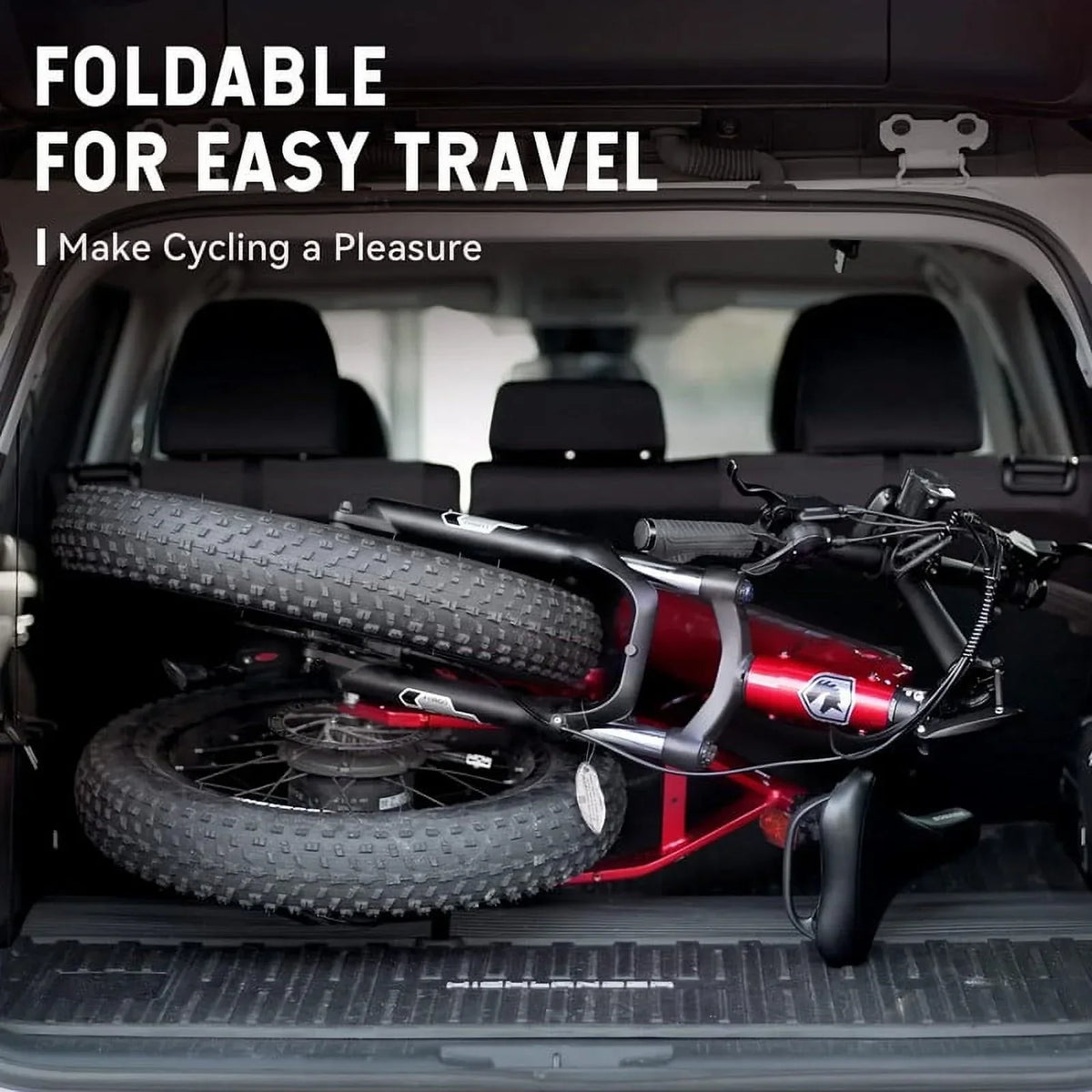 HOVSCO Folding Electric Bike, 750W Step-Thru 20 Inch Fat Tire Ebike, 28 MPH, 48V 15Ah Removable Battery, Red