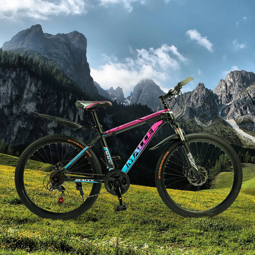 ARTUDATECH 24/26/27.5 Inch Mountain Bike, 24 Speeds, V/Disc Brakes, High-Carbon Steel Frame - Trailblazer