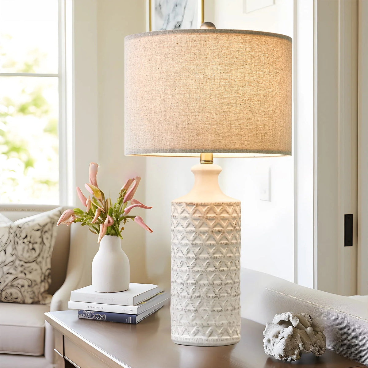 Oneach Ceramic Table Lamps, 24.75 inch, Set Of 2 - Modern Farmhouse