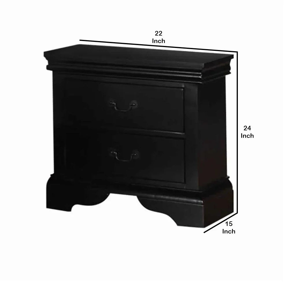 Black Louis Philippe Style California King Sleigh Bed With 2x Nightstands - 3pc Set
