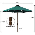 EliteShade 9ft Market Patio Umbrella With 80 LED Lights, Ruby