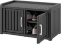 KAMABOKO Outdoor Shoe Storage Cabinet, Black, 2 Doors