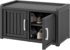 KAMABOKO Outdoor Shoe Storage Cabinet, Black, 2 Doors