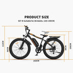 26 in 48V 13Ah 750W Fat Tire Electric Mountain Bike, Black - S48