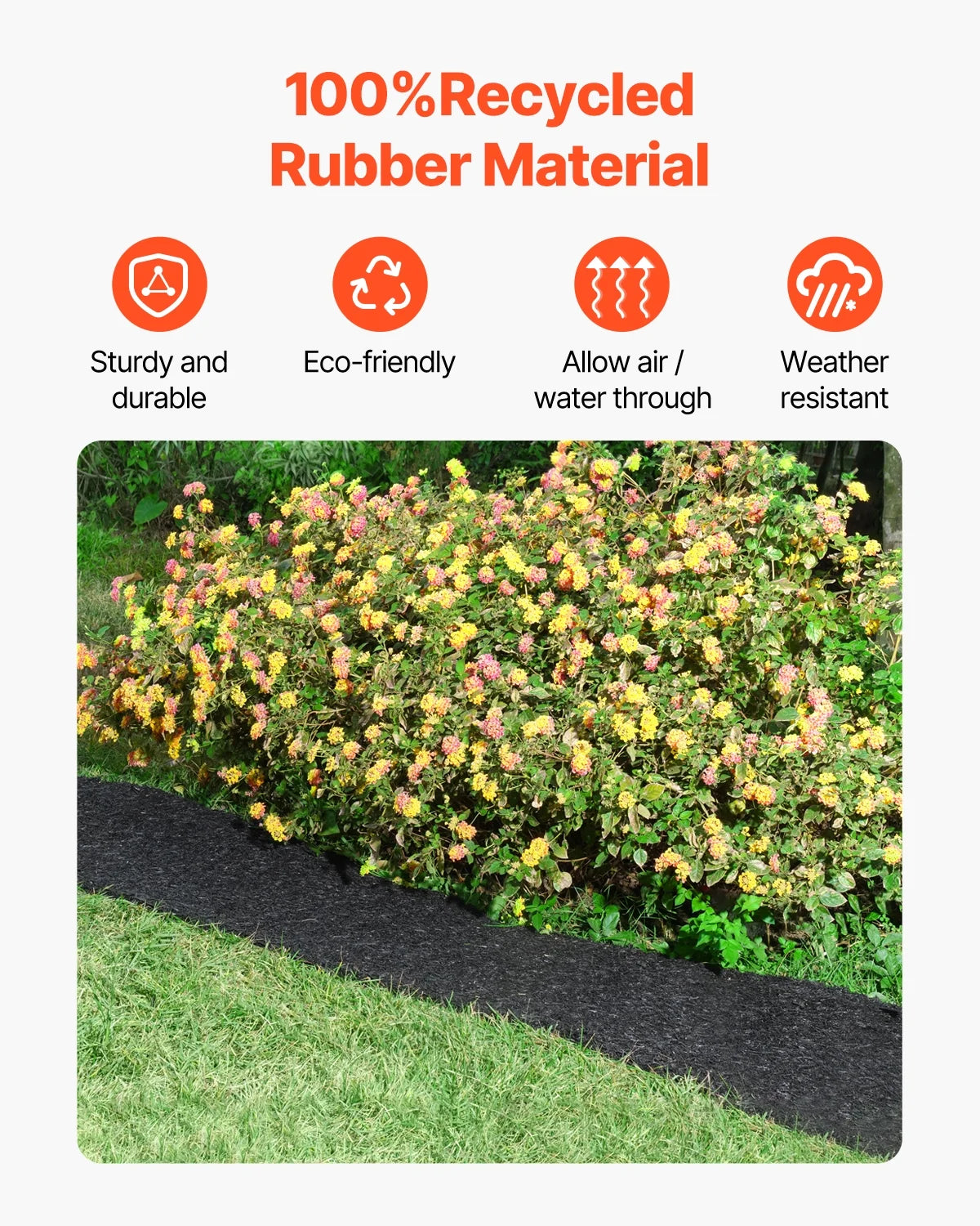 VEVOR Rubber Mulch Mat, 2 Rolls, 96 x 22 inch, Black - HJ6002