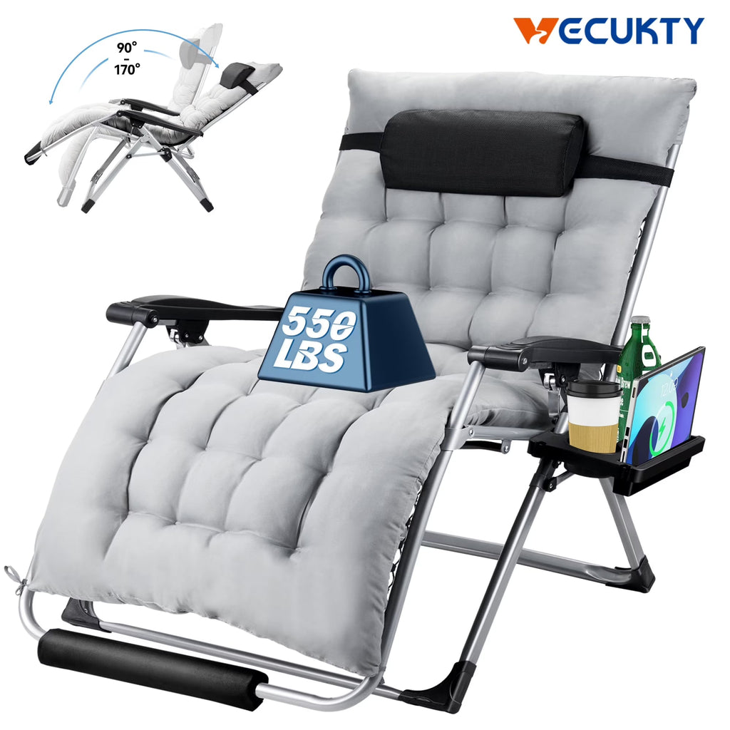 VECUKTY XXL Zero Gravity Chair, 500lb Capacity, 33-Inch Wide Padded Seat