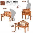 4 FT Folding Outdoor Eucalyptus Wood Bench, Natural, 2-Person - 49 in x 21 in x 38 in