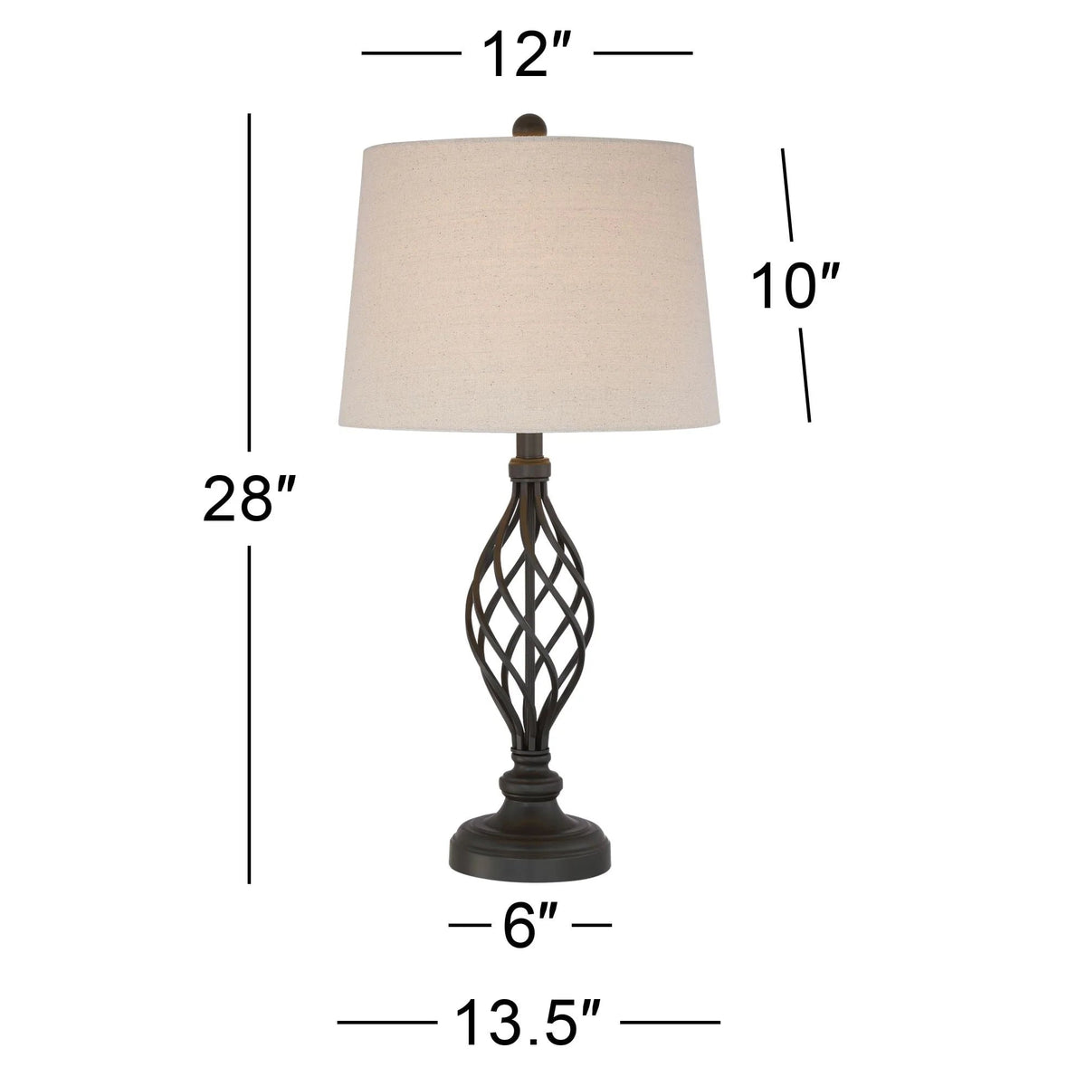 Franklin Iron Works Annie Table Lamps, Set of 2, 28 in Tall, Bronze Iron, Cream Tapered Drum Shade - Annie