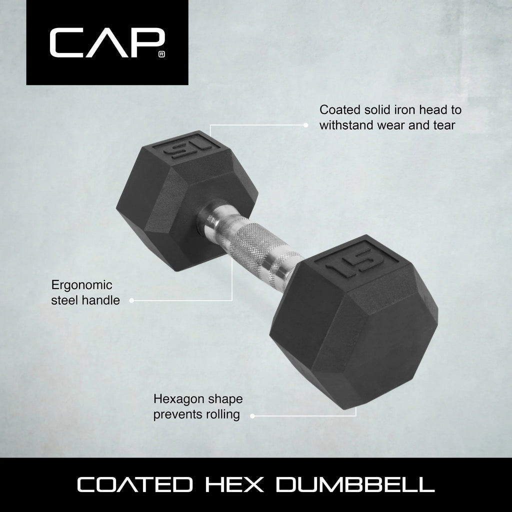 CAP Barbell Coated Hex Dumbbell, 60 lb, 2 Pack
