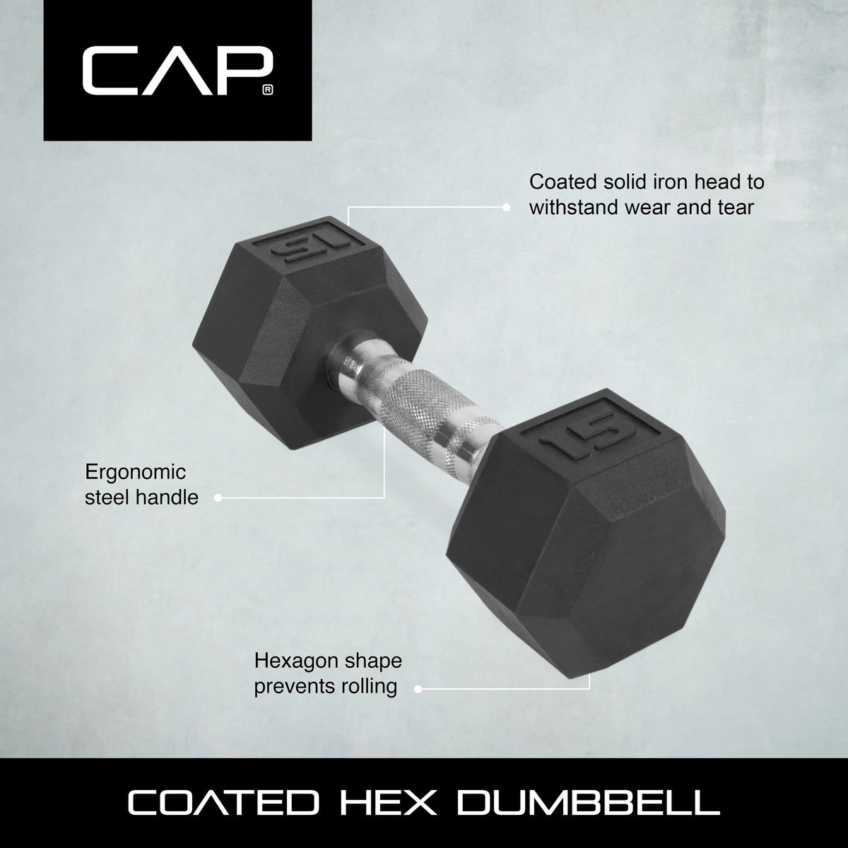 CAP Barbell Coated Hex Dumbbell, 60 lb, 2 Pack