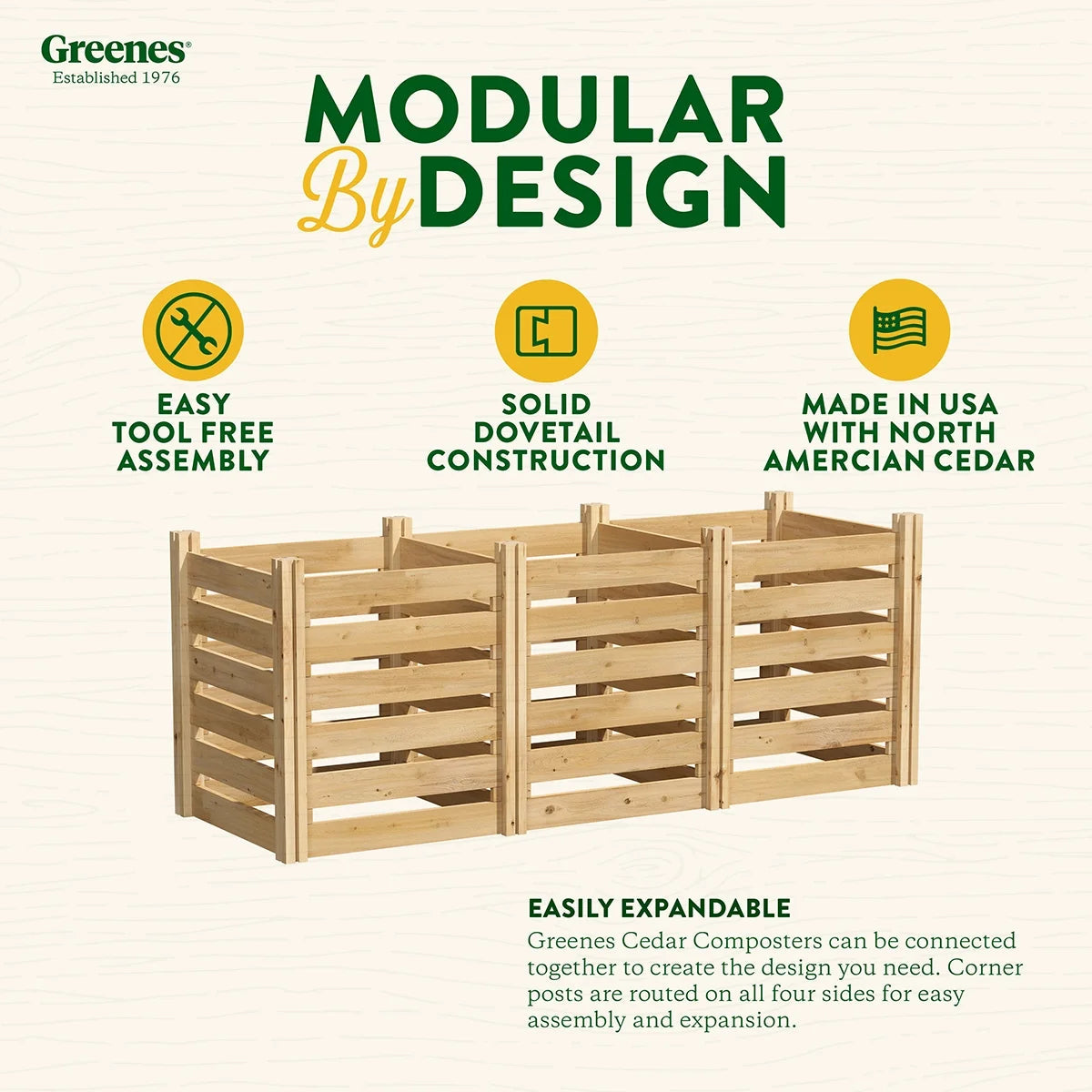 Greenes Fence Cedar Wood Composter 24 in x 24 in x 31 in, 77.3 Gal.