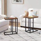 C-Shaped Sofa Side Tables, Set of 2, 11" D x 19" W x 24" H
