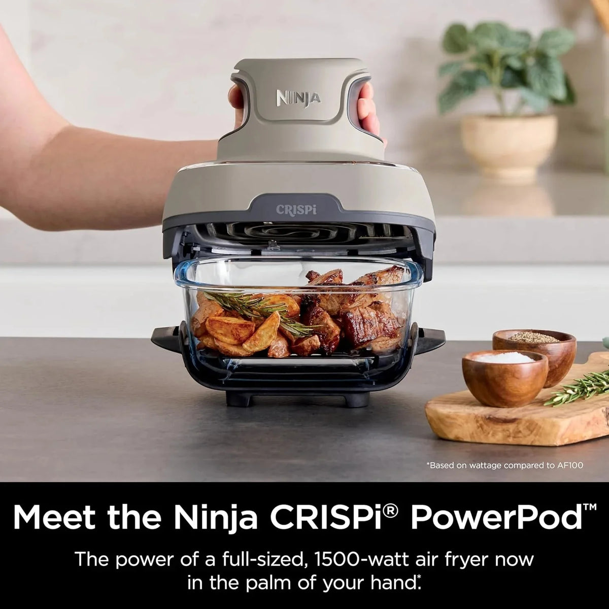 Ninja Crispi 4-in-1 Portable Glass Air Fryer Cooking System, 1500W, 4 QT And 6-Cup Containers