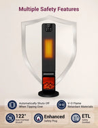 DELLA 26 in 1500W PTC Ceramic Tower Space Heater With 3D Flame, Black