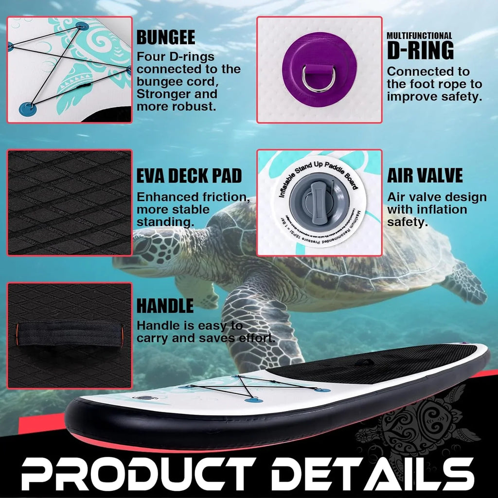 FunWater Inflatable Stand Up Paddle Board, 11 ft x 32 in x 6 in - SUP Paddle Accessories