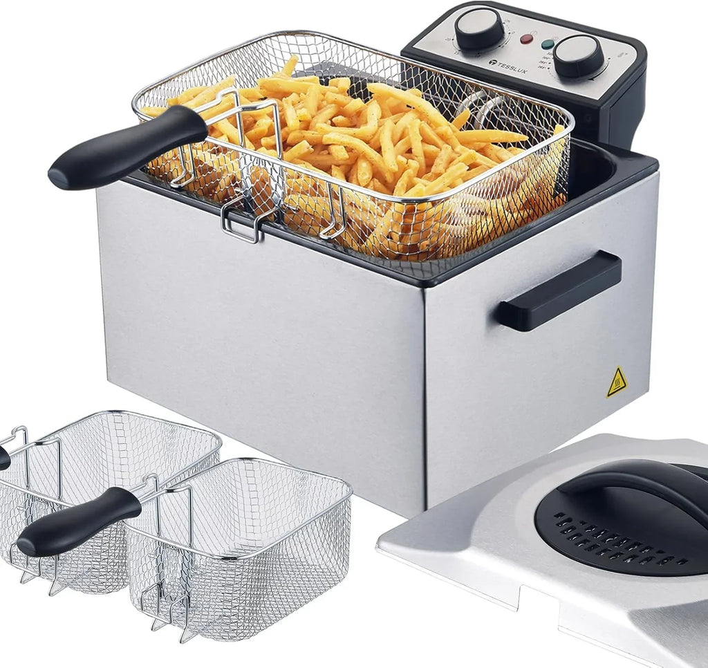 Electric Deep Fryer With Basket, 5.3 Quart, Stainless Steel