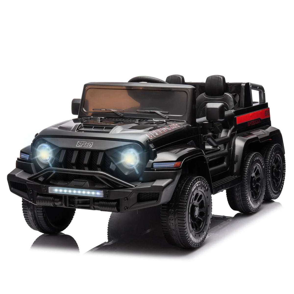 24V 6-Wheel 4WD Kids' Ride-On Pickup Truck With Remote Control - Black