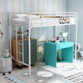 Metal Twin Loft Bed For Kids With Ladders And Safety Guard Rails - White