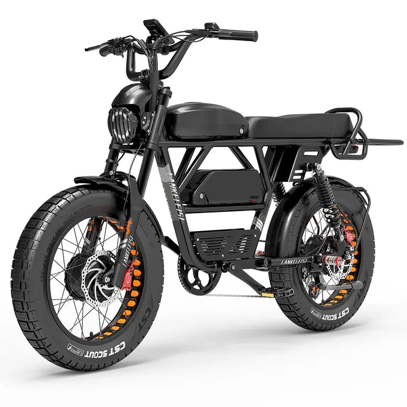 Lankeleisi Fat Tire E-Mountain Bike, 1000W Dual Motor, 45Ah Battery - X-Black Knight