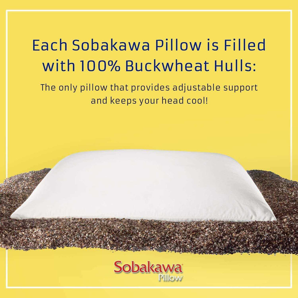 Sobakawa Traditional Buckwheat Hull Pillow, Organic Cotton, 19 x 29 x 3.5 in