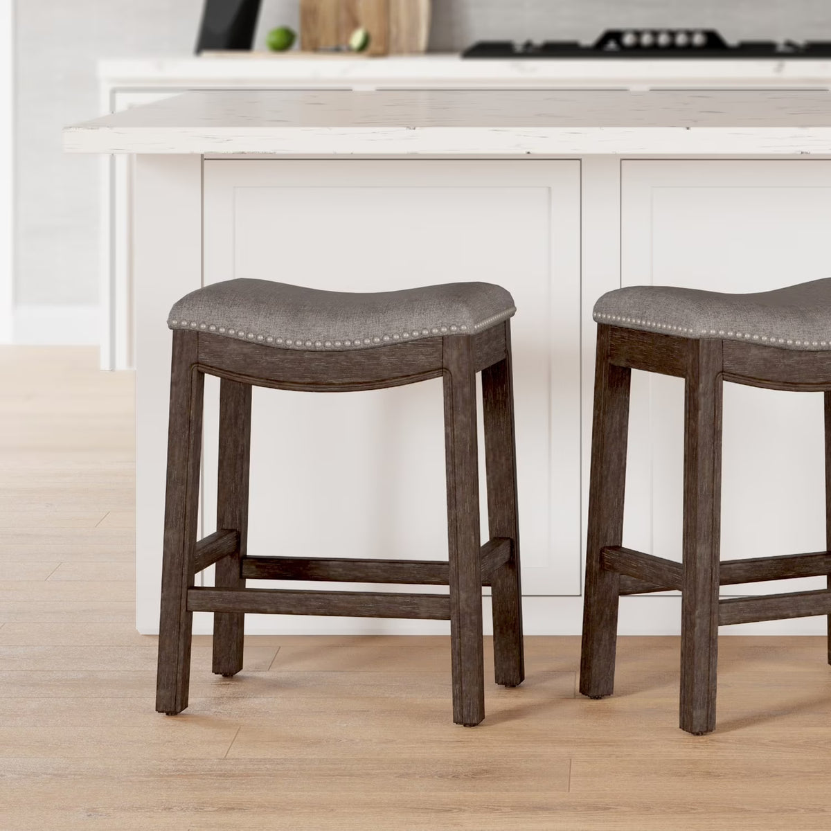 Ridge Home Goods 26 Inch Saddle Wood Counter Height Stool - Weathered Natural