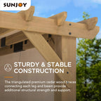 Sunjoy Cedar Wood Hot Tub Pergola 10 x 11 ft With Adjustable Canopy And Privacy Screen