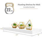 Floating Engineered Wood Wall Shelves, Set Of 3, 23.75 in x 9.25 in