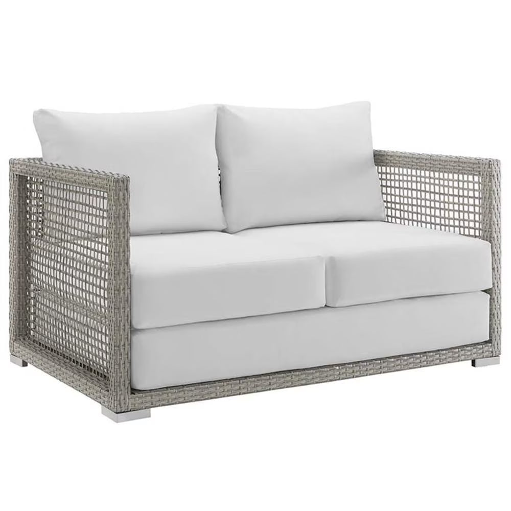 Afuera Living Wicker Patio Loveseat, Gray - 52in W x 32in D