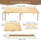 Folding Picnic Table With Table Runner, 60 in x 30 in, Wooden, Large Size For 6