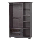 3-Door Solid Wood Wardrobe Armoire With 2 Drawers - 72in H x 45.8in W x 20.75in D