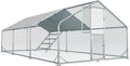 Metal Chicken Run With Feeding Door, Anti-UV Cover And Perch - 6-5x10-ft, 13x10-ft, 20x10-ft Or 26x10-ft