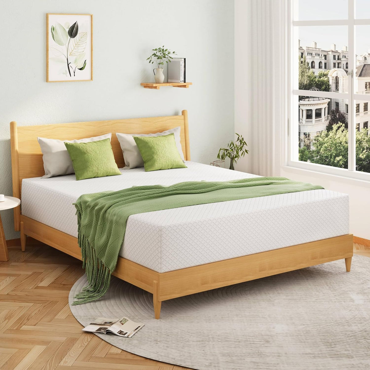 EGOHOME 12 in Queen Memory Foam Mattress In A Box With Cooling Green Tea Gel, Medium Support, 80 in L x 60 in W, White