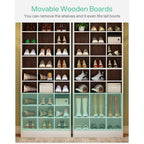 10-Tier Tall Shoe Cabinet, 30-Pair White Engineered Wood Shoe Storage Rack