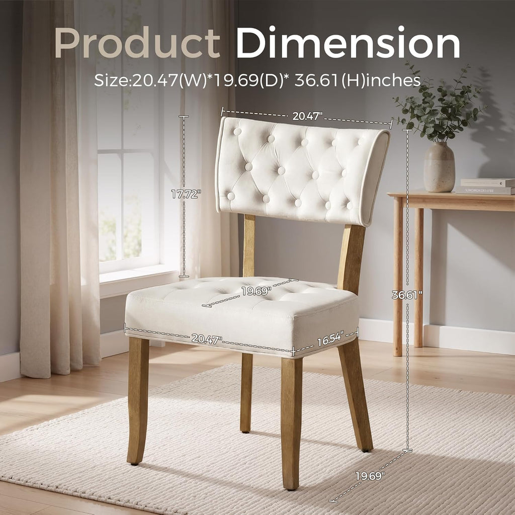 UVV Velvet Upholstered Wooden Dining Chairs, Set Of 4, Beige