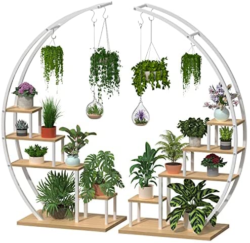 Metal And MDF Board 5-Tier Half Moon Plant Stand Rack - 2 Pack