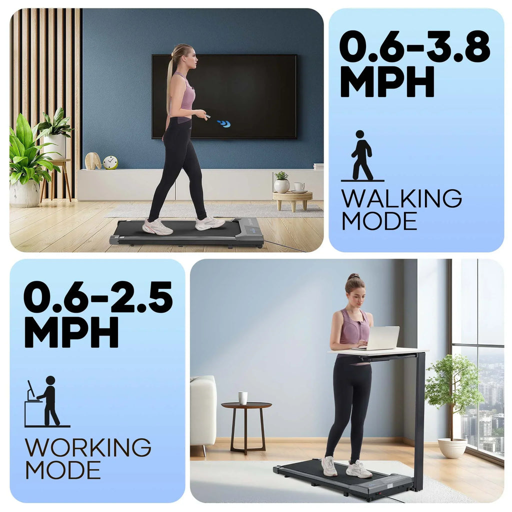MaxKare Under Desk Treadmill Walking Pad, 2.25HP, 0.6-3.8MPH, 265 lbs Capacity