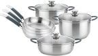 BRA COOKWARE 9-Piece Stainless Steel Cookware Set With Silicone-Coated Handles - Master