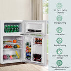 3.2 Cu. Ft. 2-Door Compact Refrigerator With Freezer - Black, Gray Or White