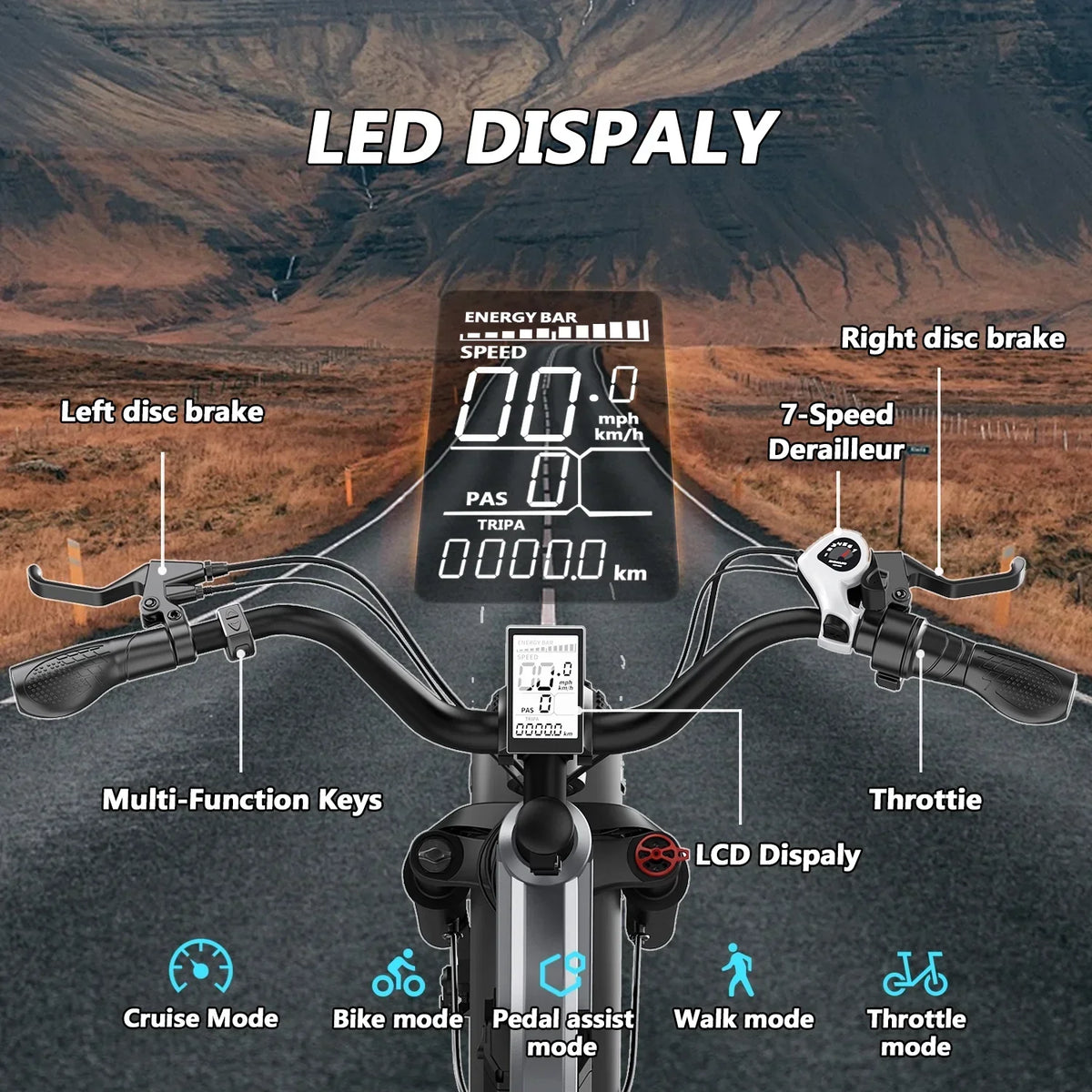 Adult Folding Electric Bike, 20in Fat Tire, 750W, 48V 25AH, 7 Speed, 20MPH - RS