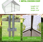Metal Walk-In Chicken Coop Poultry Cage With Anti-UV Cover - Multiple Sizes