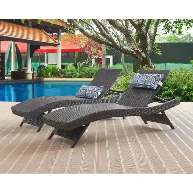 Weatherproof Wicker Chaise Lounge Set, Brown, 2-Piece