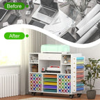 Rolling Craft Storage Cart For Cricut Machines With 48-Spool Vinyl Holder, 41.93 x 14.2 x 31.1 Inches