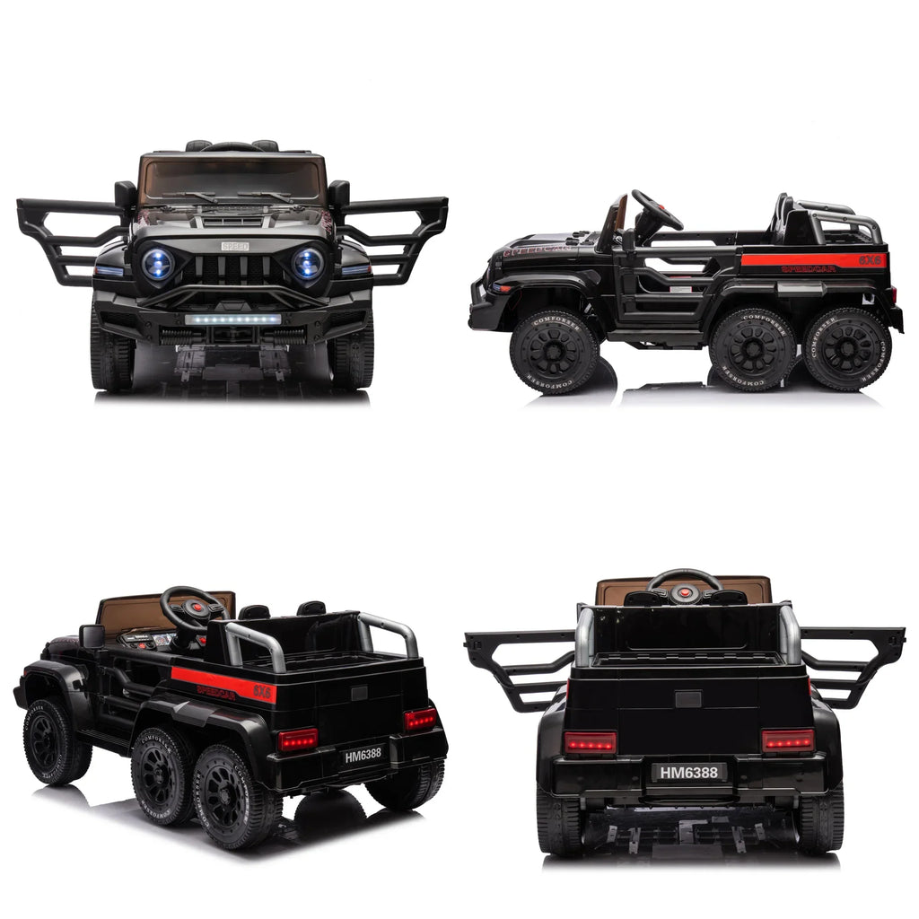24V 6-Wheel 4WD Kids' Ride-On Pickup Truck With Remote Control - Black